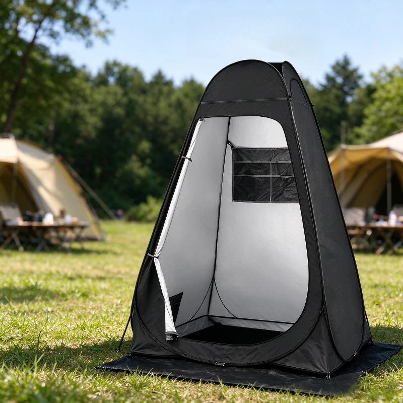 Outdoor Privacy Shower Toilet Tent with Floor Mat, Moisture‑Proof Waterproof Foldable Dressing Shelter for Camping, Beach