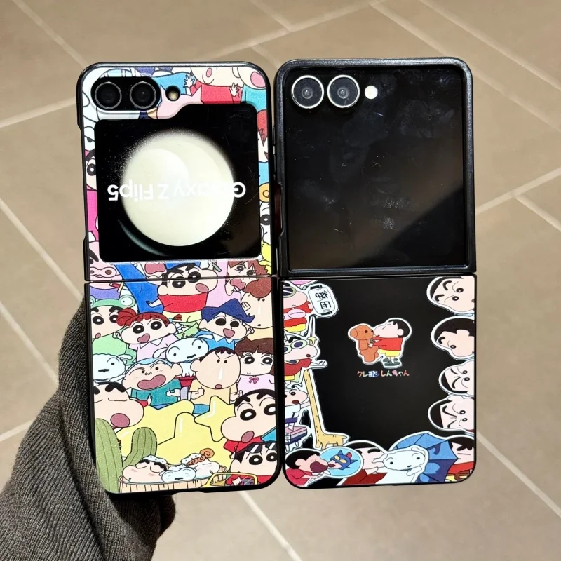 

3D comic Cartoon Funny snot Boochan Cute Crayon Shin-chan Folding Phone Case For Samsung ZFlip7 Z Flip 3 4 5 6 shockproof Cover
