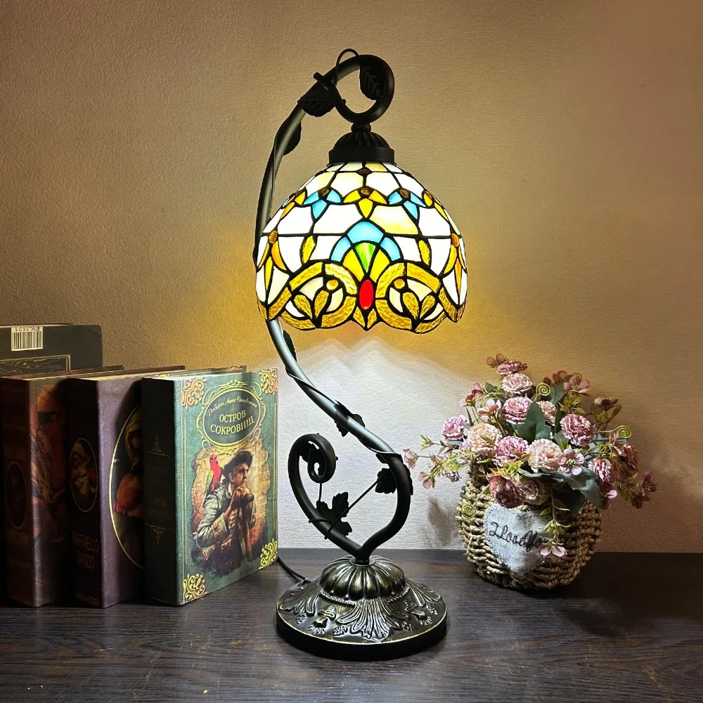 8 Inch 20Cm Gebrandschilderd Glas Schaduw Tiffany Vintage Bureaulamp