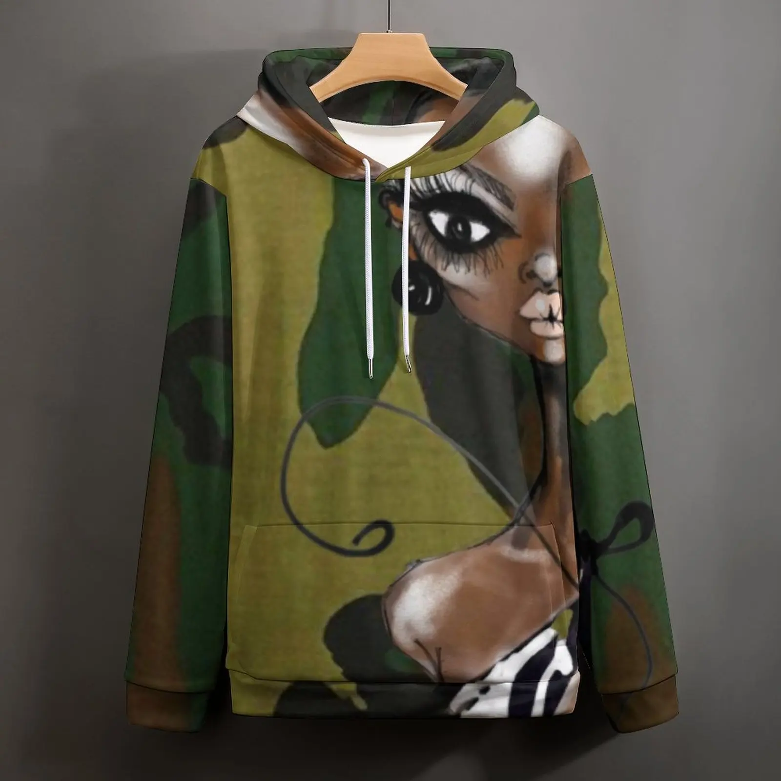 Grüne Camo Hoodies Langarm Schwarze Frau Druck Kawaii Casual Hoodie Winter Harajuku Übergroße Grafik Lose Kapuzenpullover