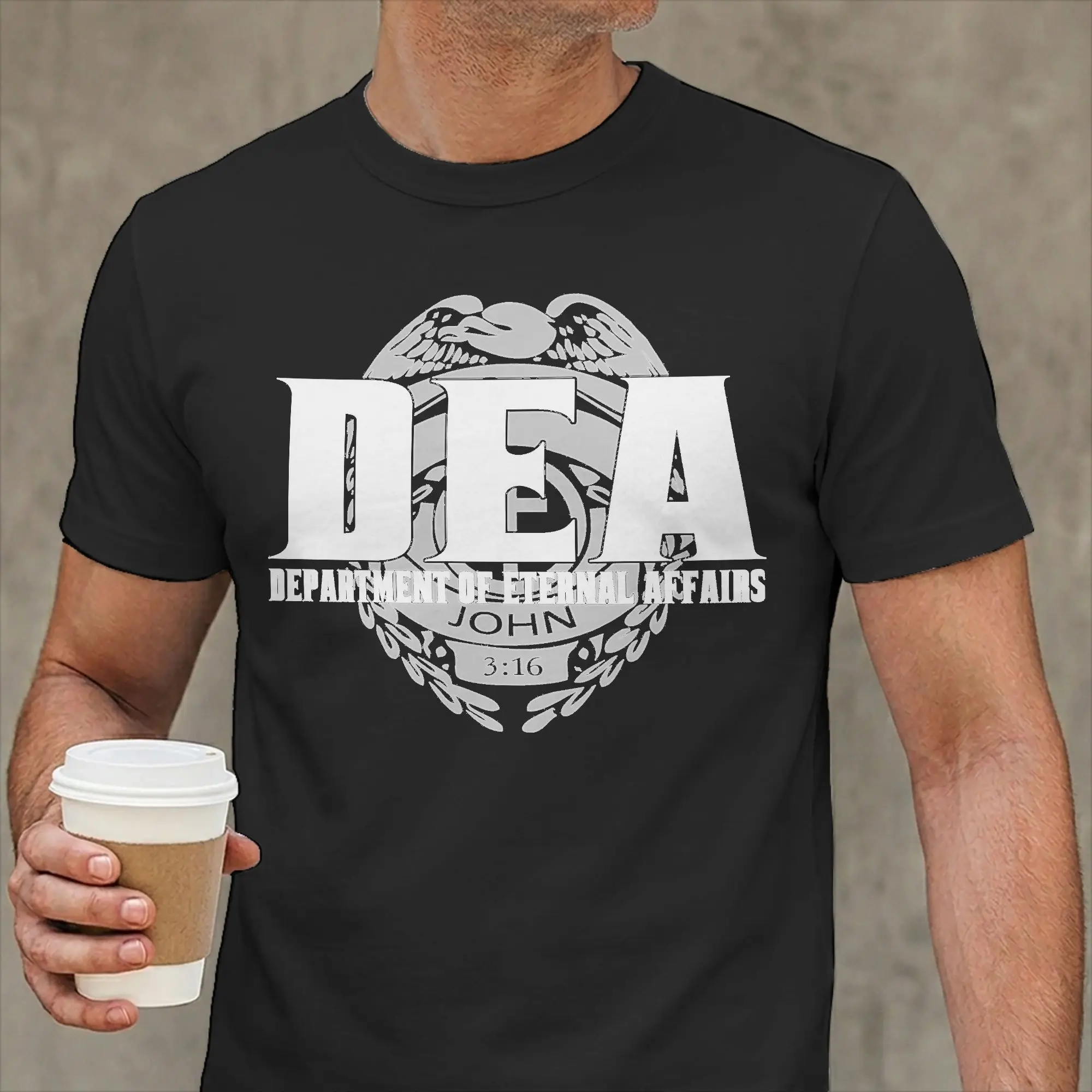 Men DEA Department Of Eternal Affairs T Shirt  Pure Cotton Tops Novelty Short Sleeve Round Collar Tee Shirt 4XL 5XL T-Shirt