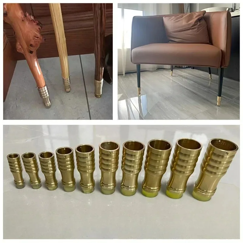For 10mm-34mm Furniture Brass Cane Crutch Tip with Anti-Skid Rubber 1Pcs