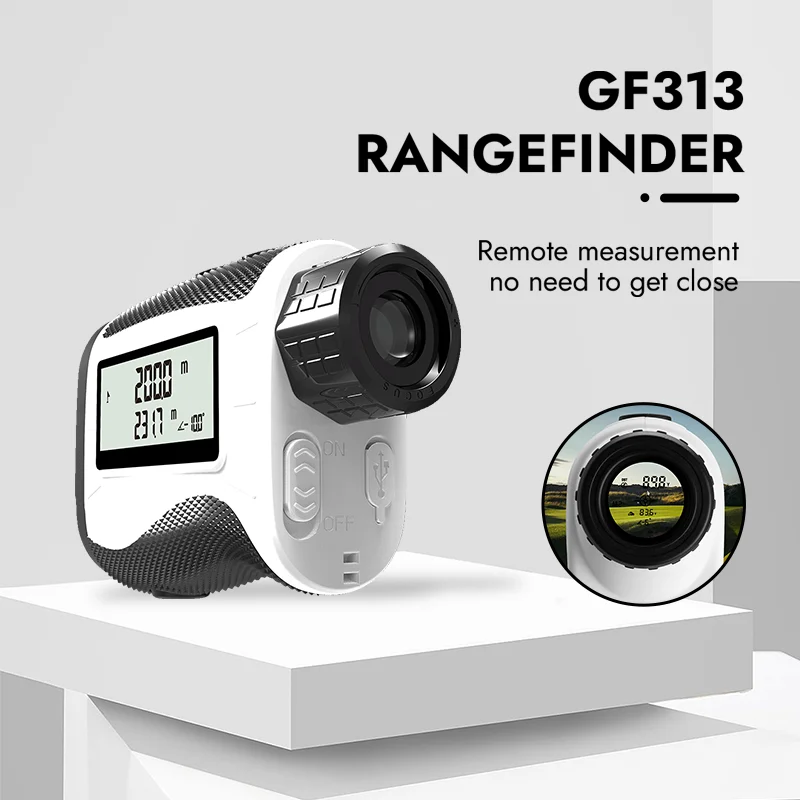 Medidor de distância a laser de golfe personalizado OEM com compensação de inclinação de bloqueio de bandeira recarregável USB de alta precisão para localizador de alcance ao ar livre