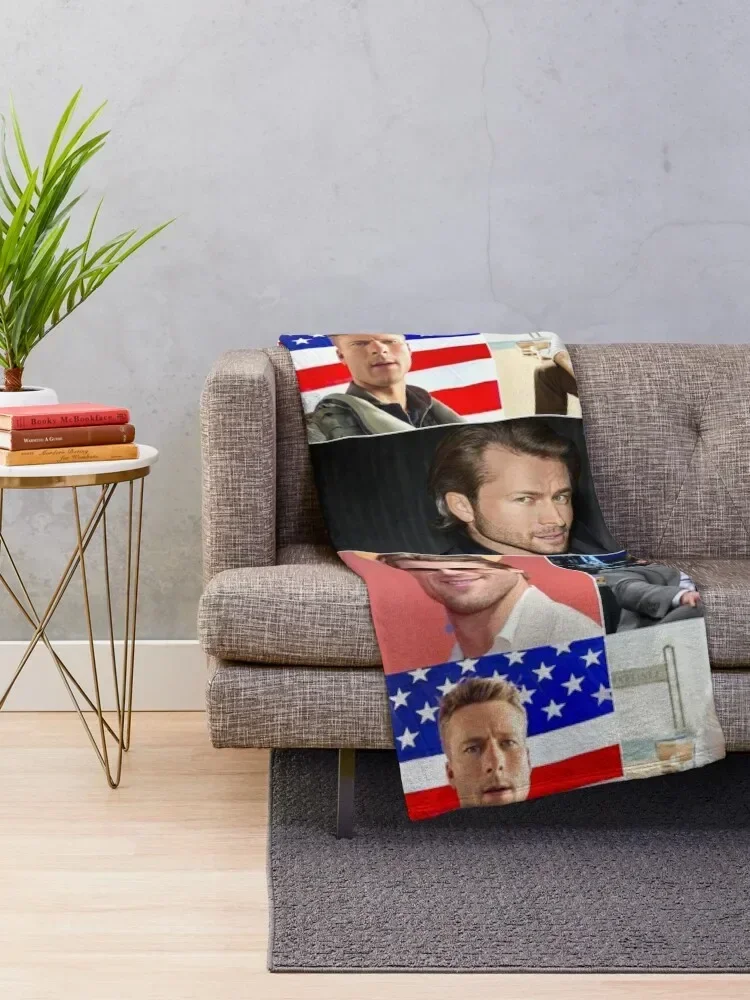 Glen Powell American actor Cool Photos Compilation Collage - 1 Throw Blanket anime Sofas Blankets