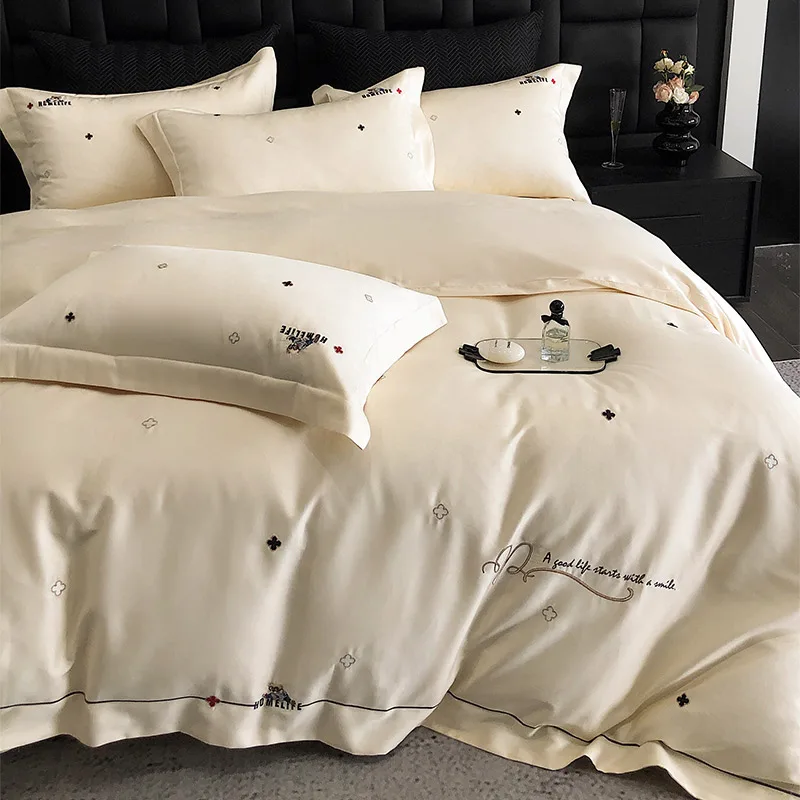 2025 New High - End Bed Linen Set, 100% Cotton, with Gothic - Gargoyle Embroidery, King Size, for a Dark and Mysterious Bedroom