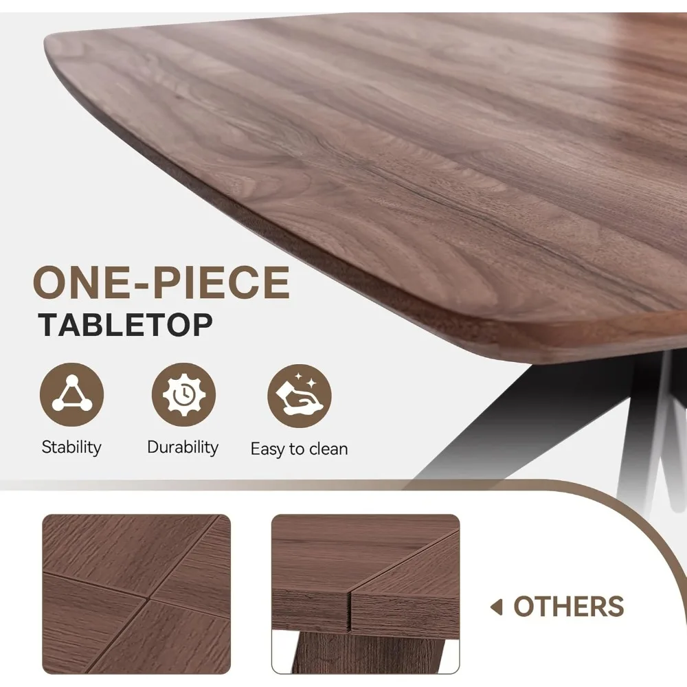 طاولة طعام مربعة من رويل لـ 4، 45.3 بوصة، طاولة عشاء خشبية حديثة للمطبخ مع قاعدة معدنية شديدة التحمل، سطح سميك 1.18 بوصة #3