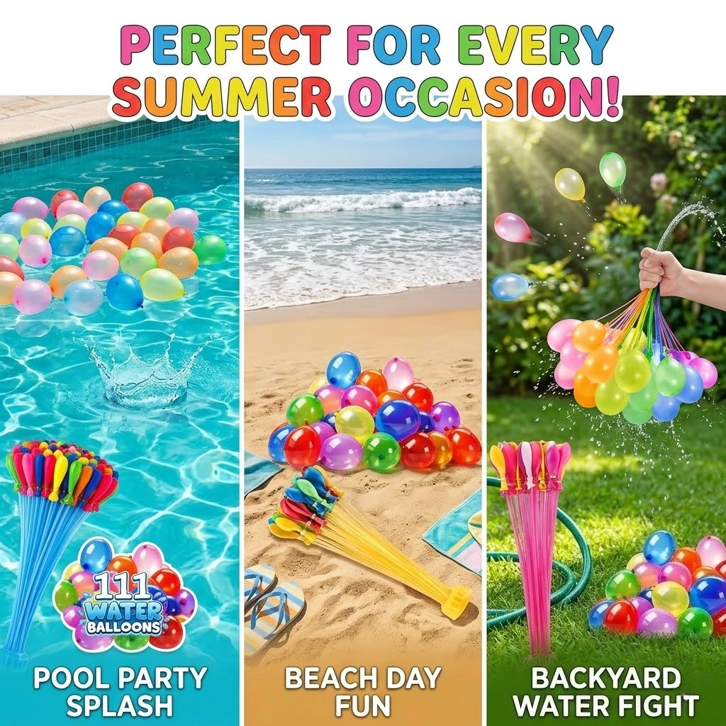 111個入りクイックフィル水風船セット 夏の水爆弾 プール  - Party Games Bomb のレビューと価格