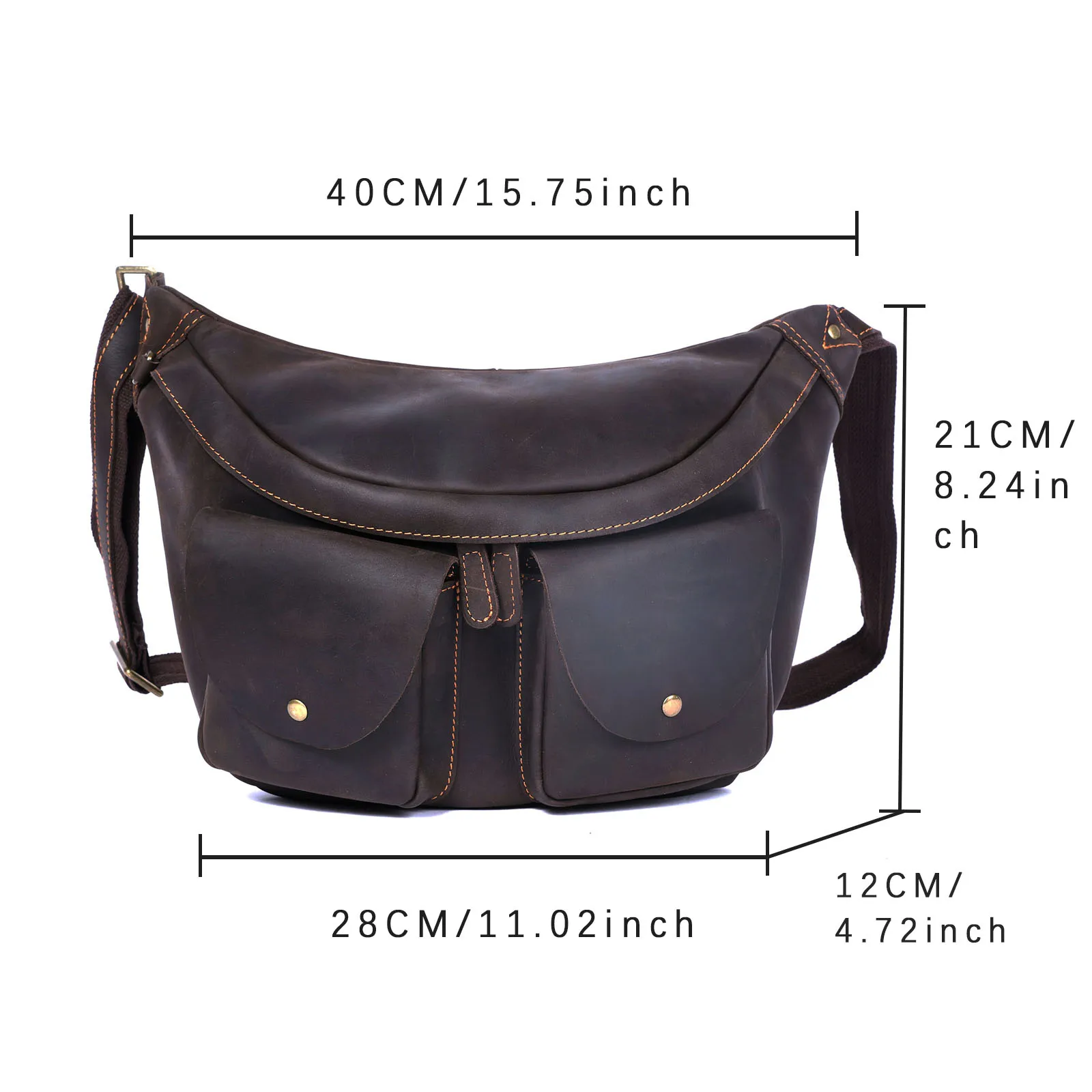 S.WORKER Vintage Vollnarbenleder Brusttasche Langlebige Große Kapazität Herren Umhängetasche Crossbody-Tasche für Männer – Detail 3