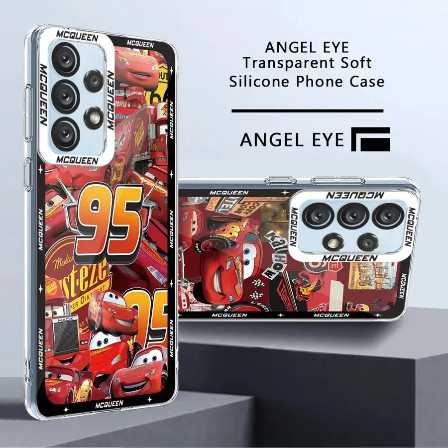 Disney Lightning McQueen Phone Case for Samsung Galaxy A35 A55A53 A54 A73 A34 A33 A25 A24 A13 A14 A15 Transparent Clear Cover