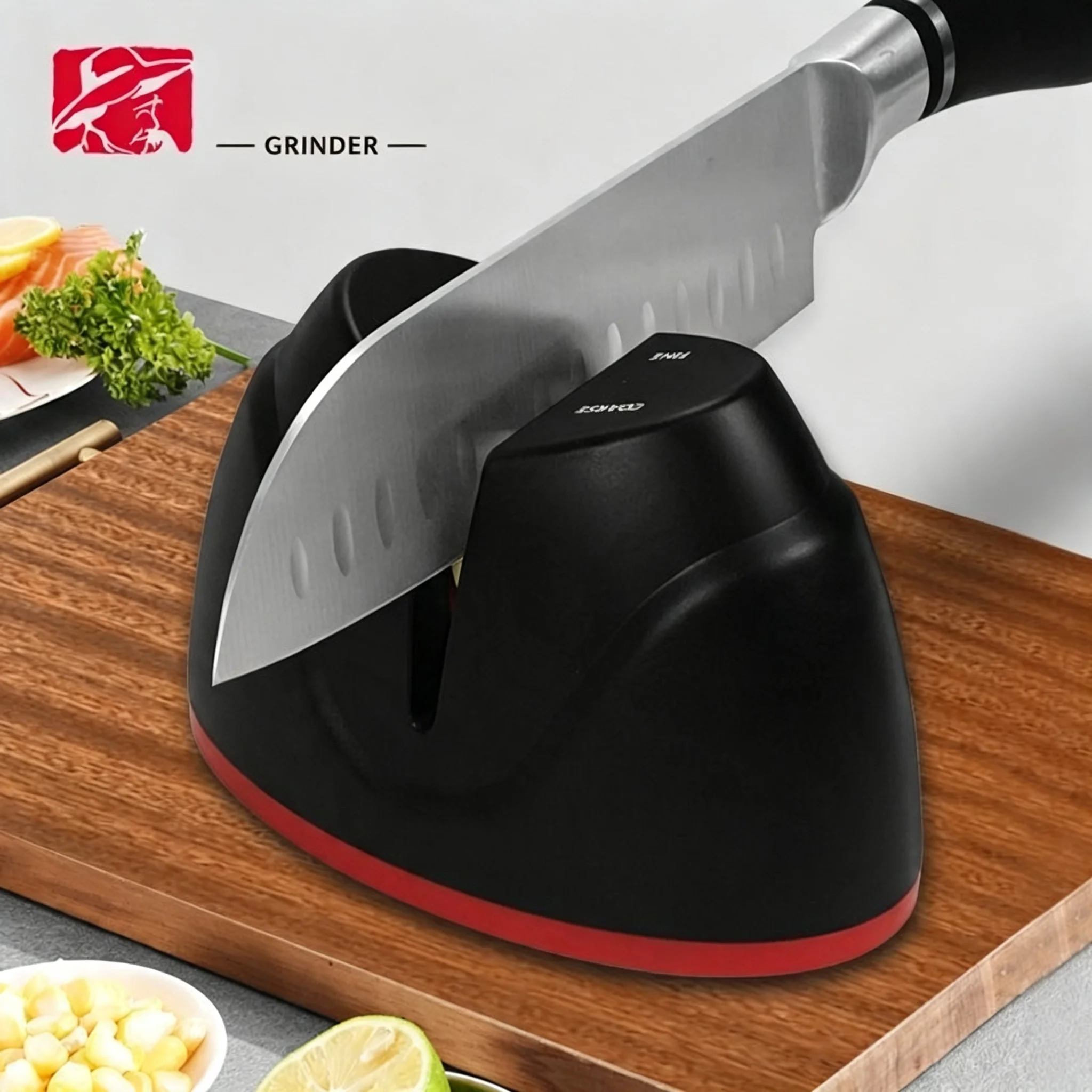 Anti-Slip Manual Knife Sharpener, Coarse & Fine Dual Stage Sharpening Tool, Portable Safe Grinder for All Daily Household Kitche