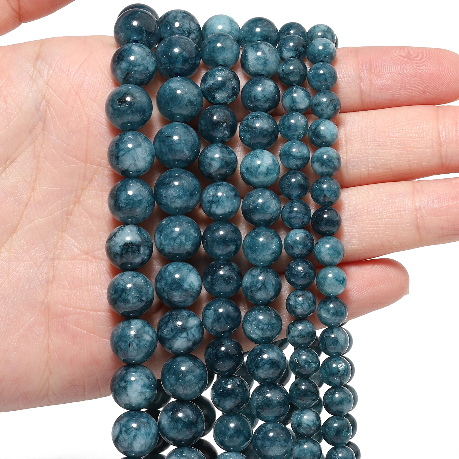 6/8/10mm Natural Stone Dark Blue Chalcedony Beads Round Spacer Beads for Jewelry Making Supplies Energy Bracelets Accessories