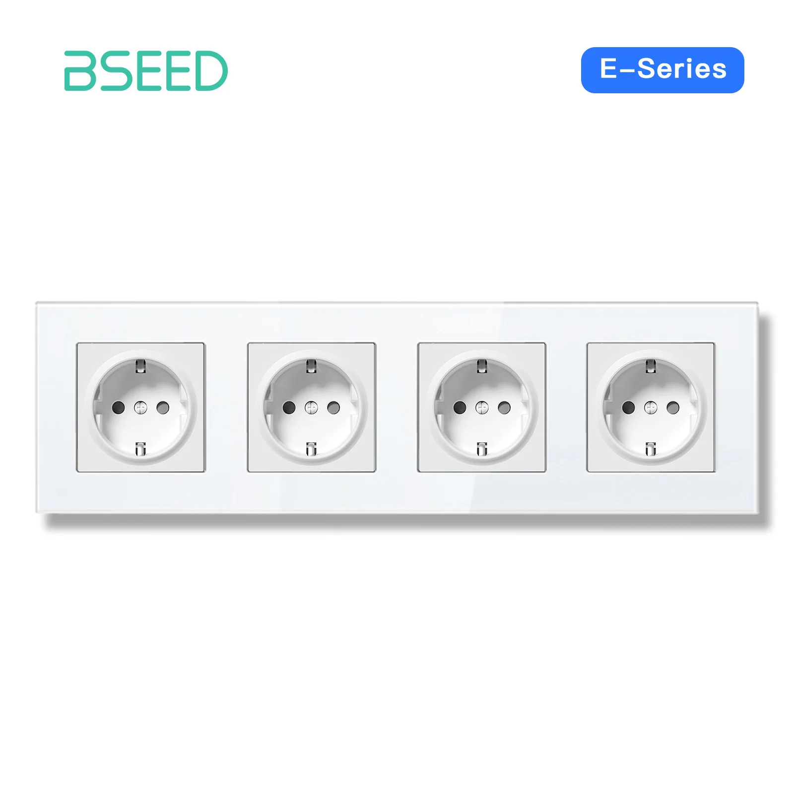 BSEED 16A EU Socket E Series 86mm Double Power Outlets Triple Electric Sockets Crystal Glass Wall Socket White 1/3/5/10 Pack view 6
