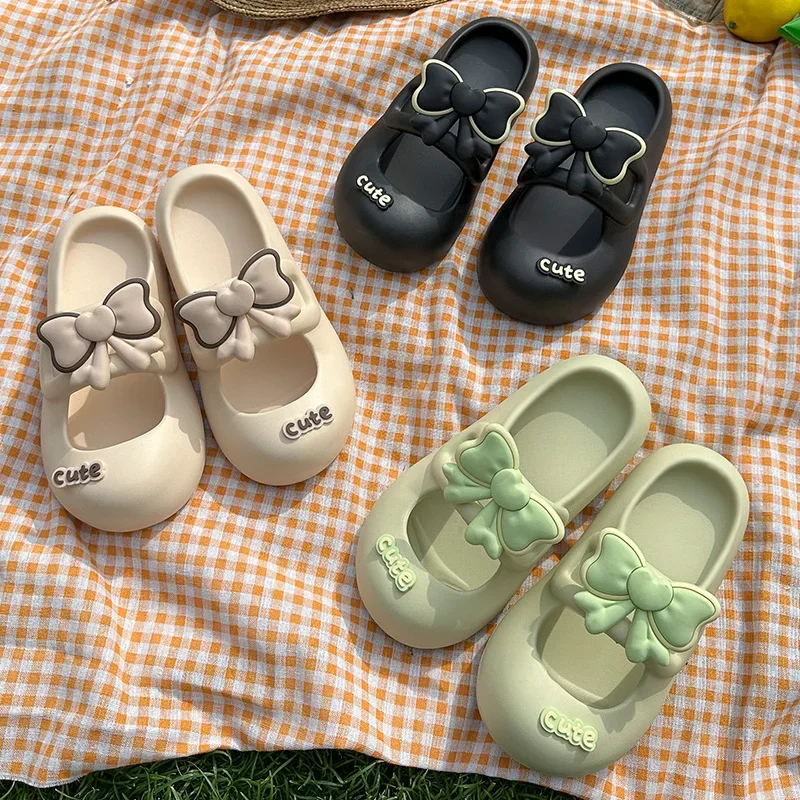

Summer Bowknot Slippers Indoor Women Casual Soft Soled Non Slip Filp Flops Outdoor Fashion Comfort Sandals Slides Shoes
