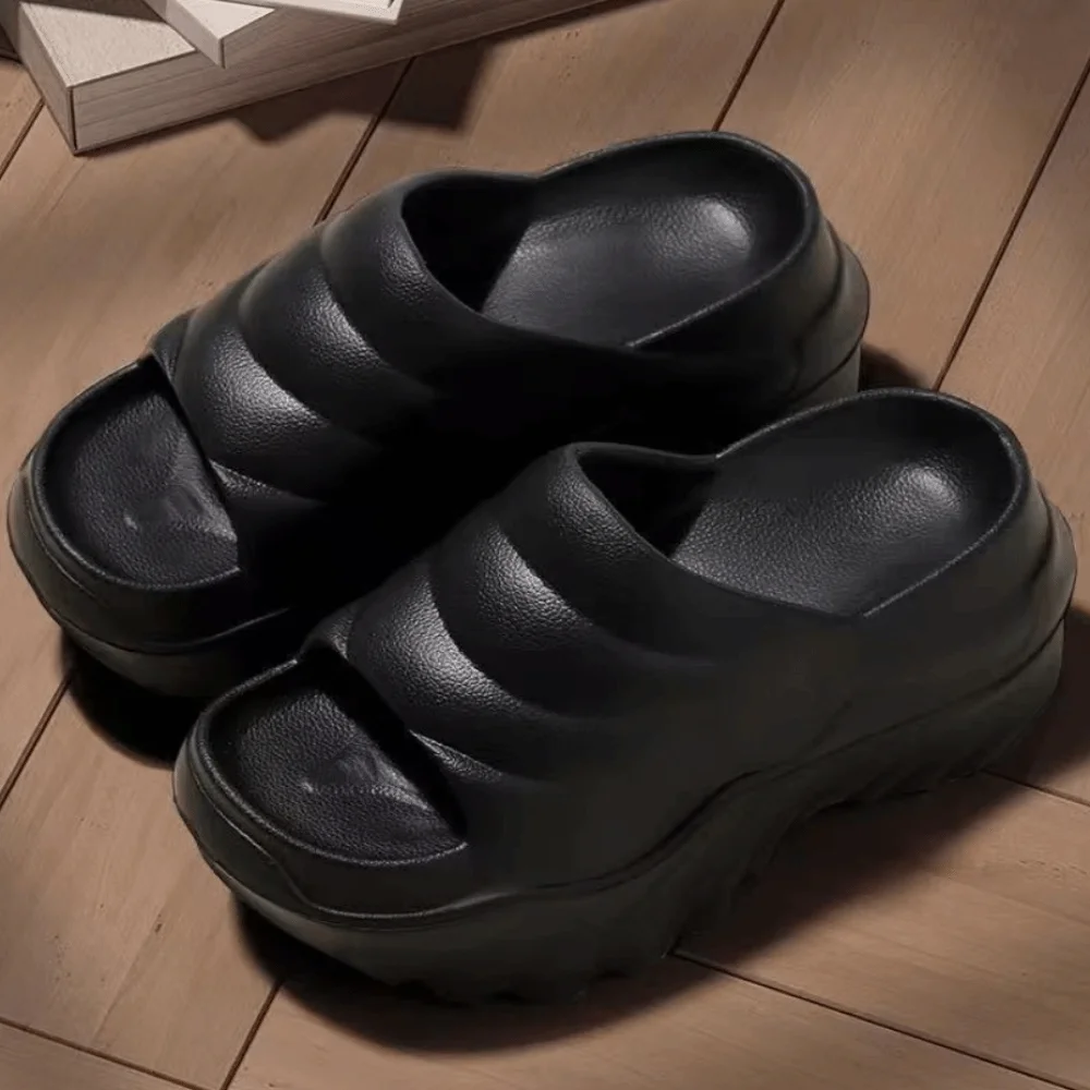 Comfortable Casual Wedges Slippers 10cm Increased Light Slip on Platform Slides Shoes Soft EVA Summer Sandals Female view 4