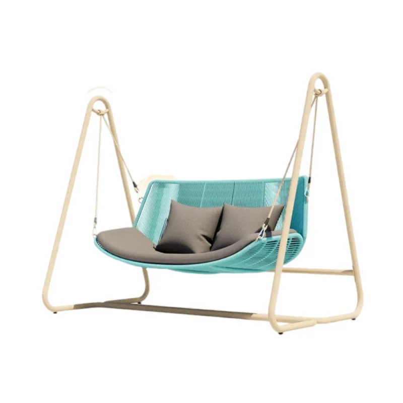 Intelligent electric metal garden double swing, rattan outdoor home garden swing