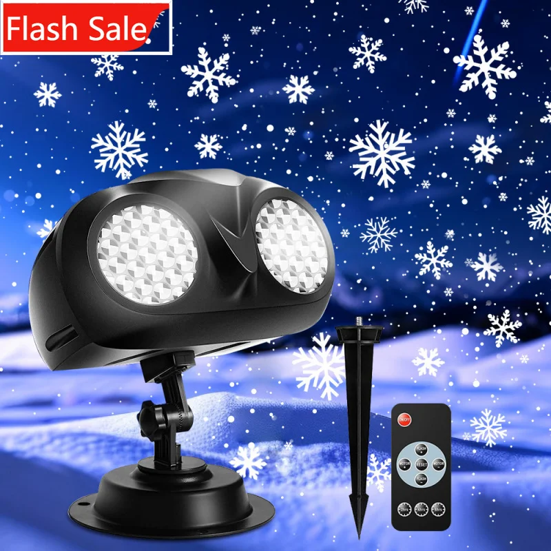 

ShinyYing 9W Snowflake Projector Light SE533, Waterproof Winter Storm Effect with Remote for Outdoor Garden Wall