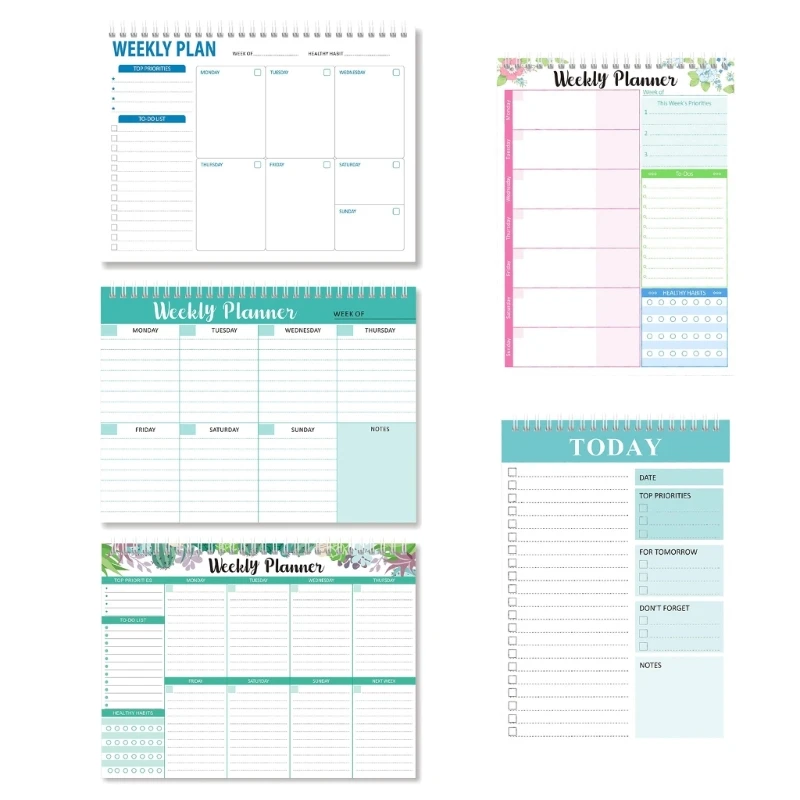 English Planner Spiral Notebook Weeks Daily Weekly Agenda Student Schedules Stationery Office School Supplies Dropship