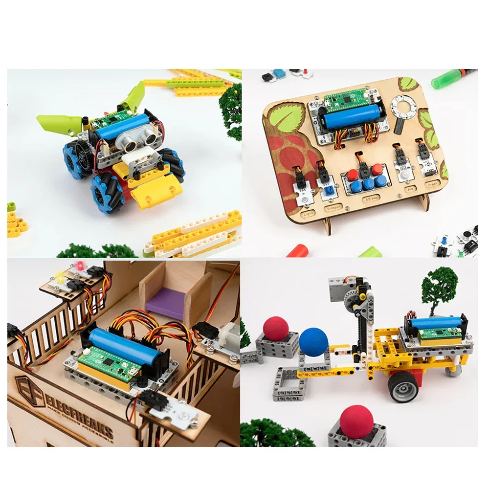 ELECFREAKS Wukong2040 Breakout Board voor Raspberry Pi Pico Ondersteuning MicroBlocks & Python 18650 batterij Compatibele bouwstenen