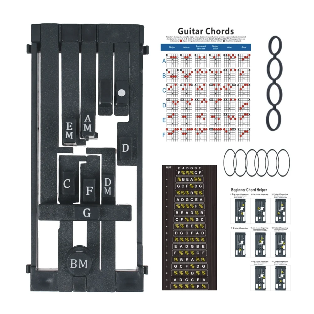 Guitar Chord Trainer Chord Learning System for Beginners Guitar Playing Singing Aid Chord Tool Scale Assistant Black