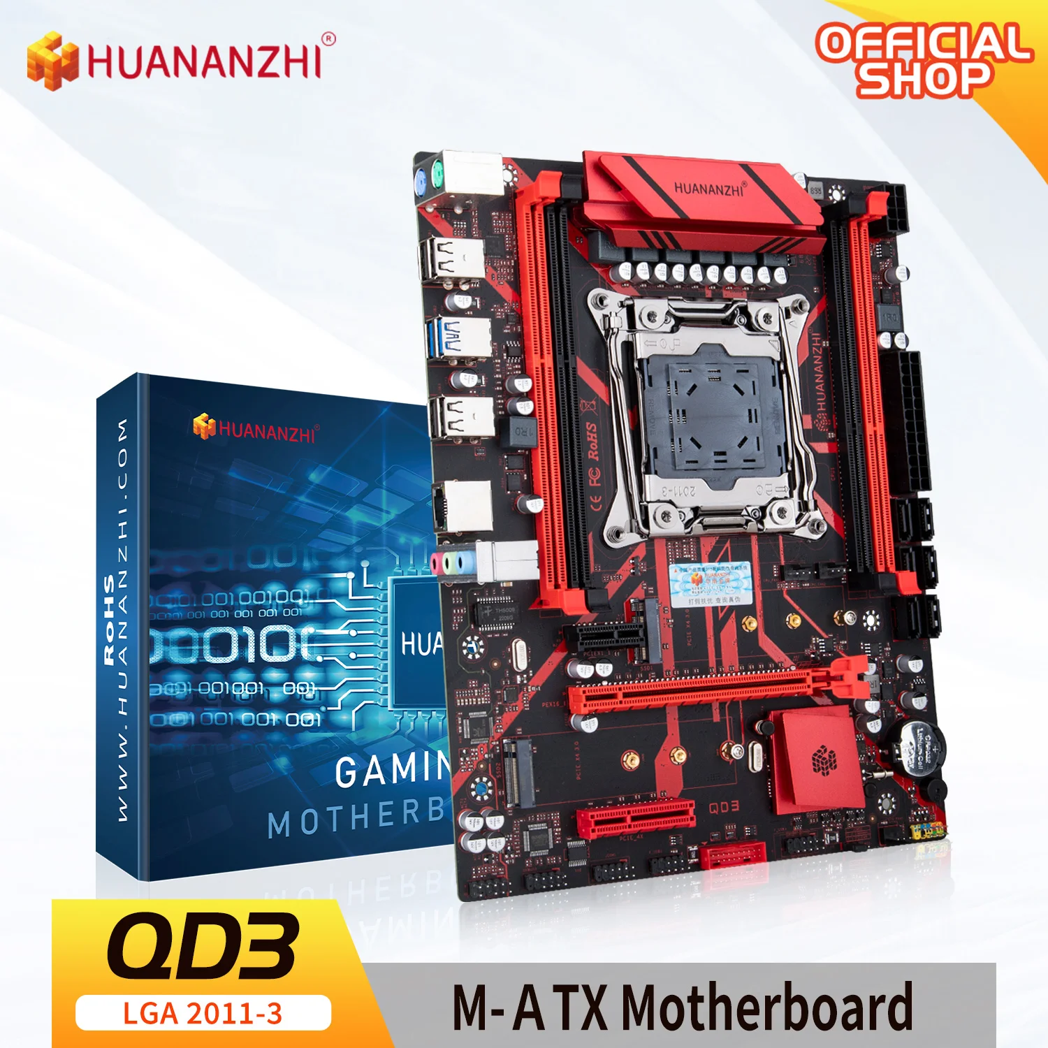 

HUANANZHI X99 QD3 LGA 2011-3 XEON X99 Motherboard support Intel E5 2696 2678 2676 2673 2666 V3 DDR3 RECC Memory NVME SATA