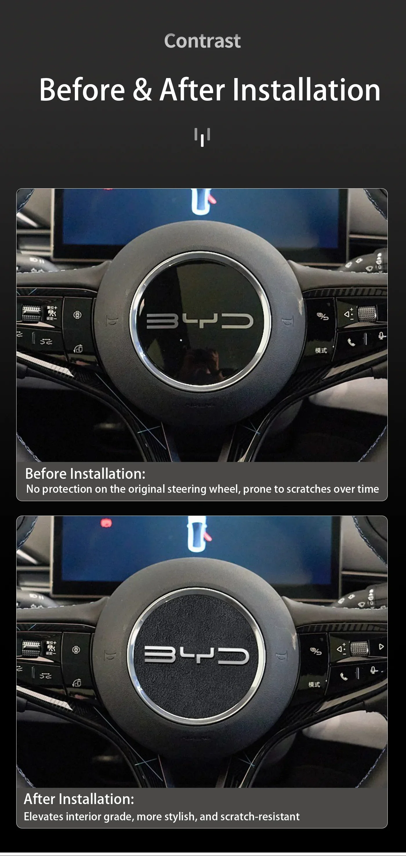 Für BYD Alle Serien Auto-Lenkrad-Aufkleber für Seal U 6 Dolphin Surf Sealion 5 6 7 ATTO3 ATTO2 Yuan Anti-Kratz-Zubehör – Detail 4