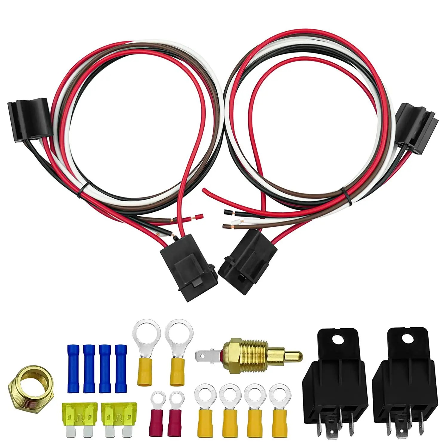 40 AMP Electric Fan Relay Kit Electric Cooling Fan Thermostat Kit With 185 On 175 Off Temperature Switch Waterproof Kit For Cars
