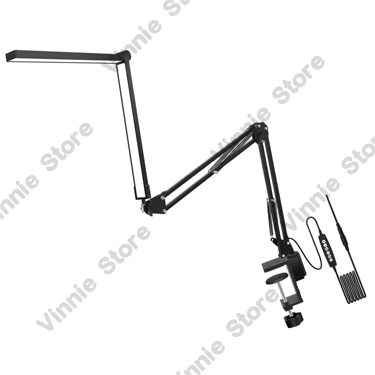 

Настольная светодиодная лампа с двумя головками и креплением на зажим, с поворотным кронштейном, для защиты глаз, с регулировкой яркости, настольный светильник, лампа для стола, вилка стандарта ЕС