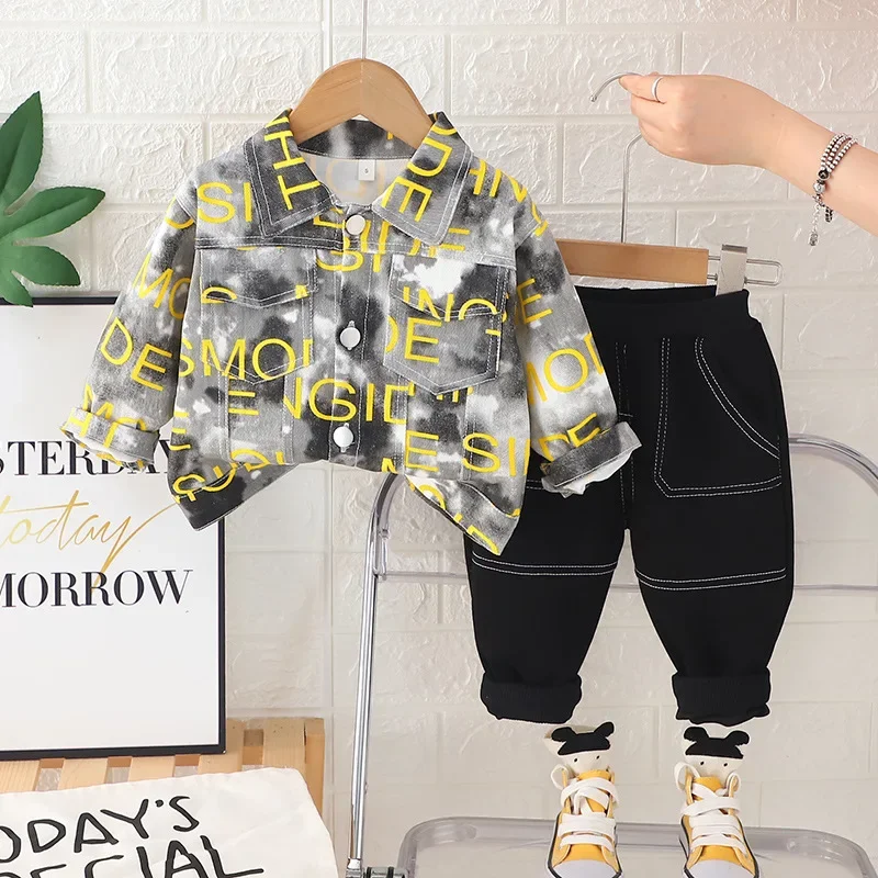 

New Spring Autumn Baby Boys Clothes Children Letter Jacket Pants 2Pcs/Sets Kids Girls Clothing Infant Outfits Toddler Tracksuits