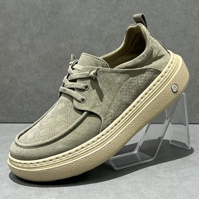 Basic solid men's outdoor casual sneakers, lightweight cushion sole, thin fly knit commuter footwear