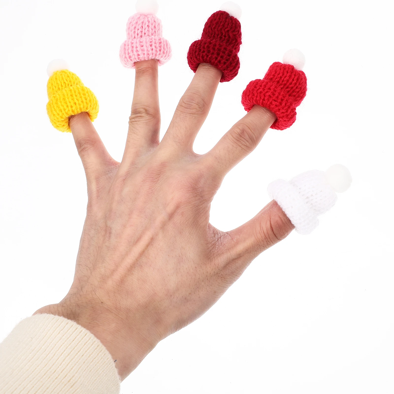 

50Pcs Tiny Knit Mini Hats Creative Miniature Knitting Hats Reusable DIY Craft Decoration Xmas Supplies Tiny Hat