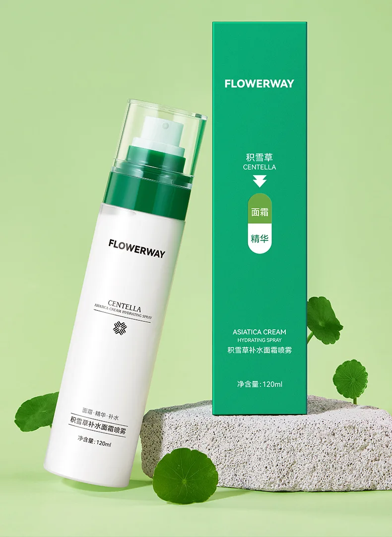 FLOWERWAY Centella Crème Visage & Mist, Contrôle de l'huile et Pré-maquillage Hydratation