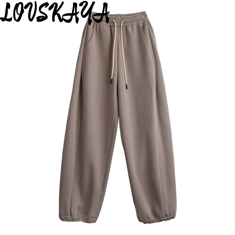 New Loose High Waist Casual Short Wide Legged Pants Radish Uncle Grey Sports Pants Women Pants