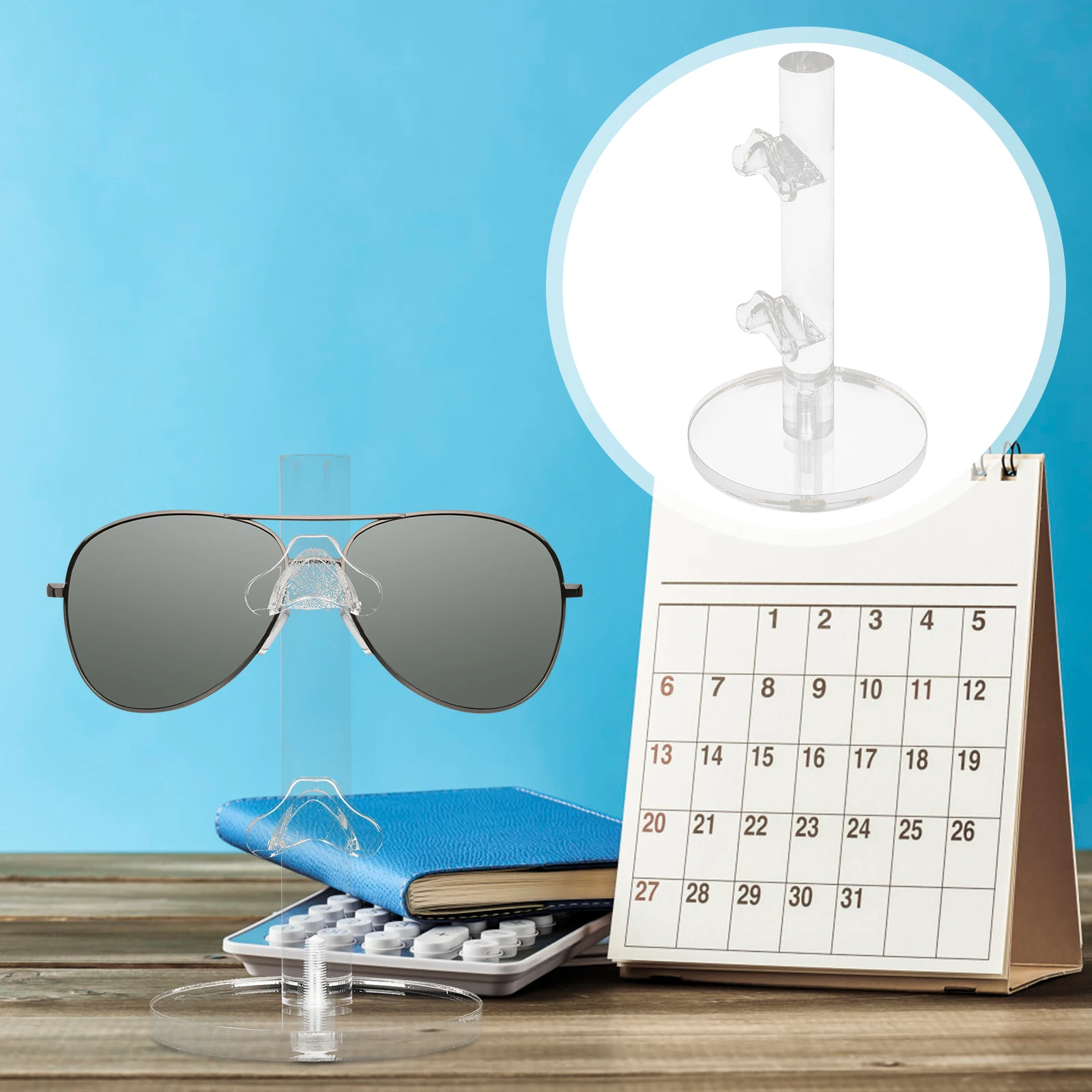 

Sunglasses Display Rack Transparent Holder 15CM High 18MM Stick Eyeglasses ganizer For Home Shop Store Space Saving Stable Base