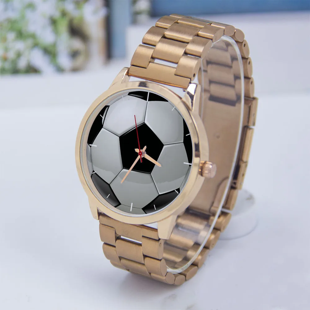 Football Soccer Design Fans Silver Man watch Universal for Men Women Watches Souvenir Bracelet Gift Belt Black Rose Gold