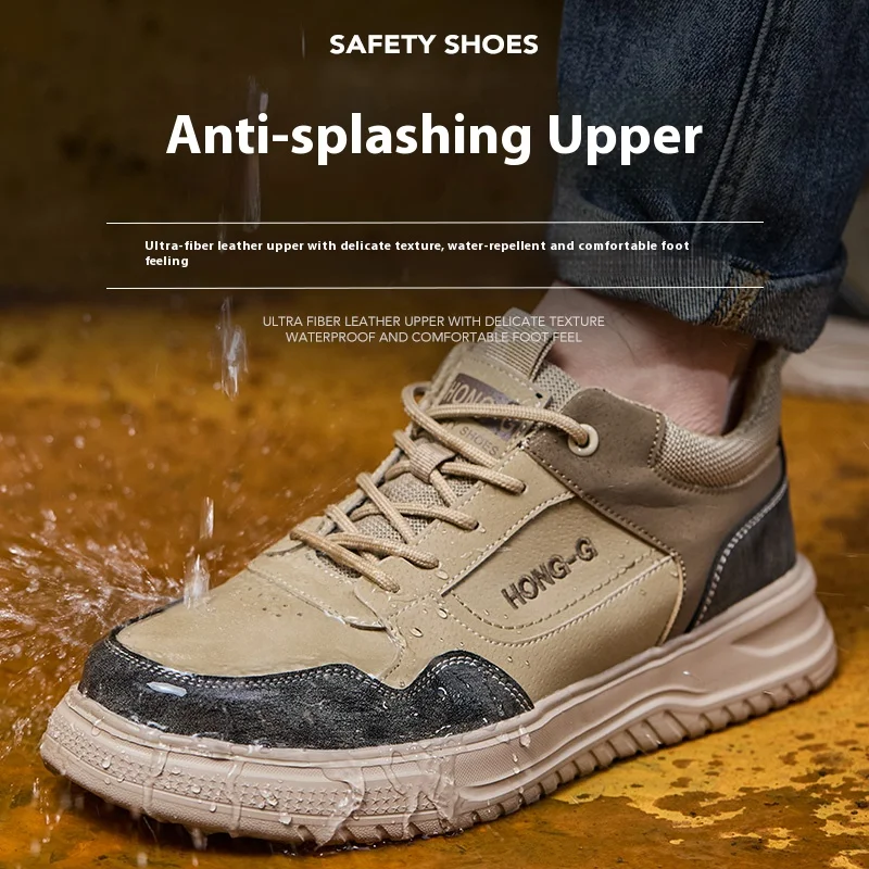 

Steel Toe Safety Shoes Men, Anti-Puncture Anti-Smash Non Slip Industrial Work Boots Lightweight Breathable Protective Shoes