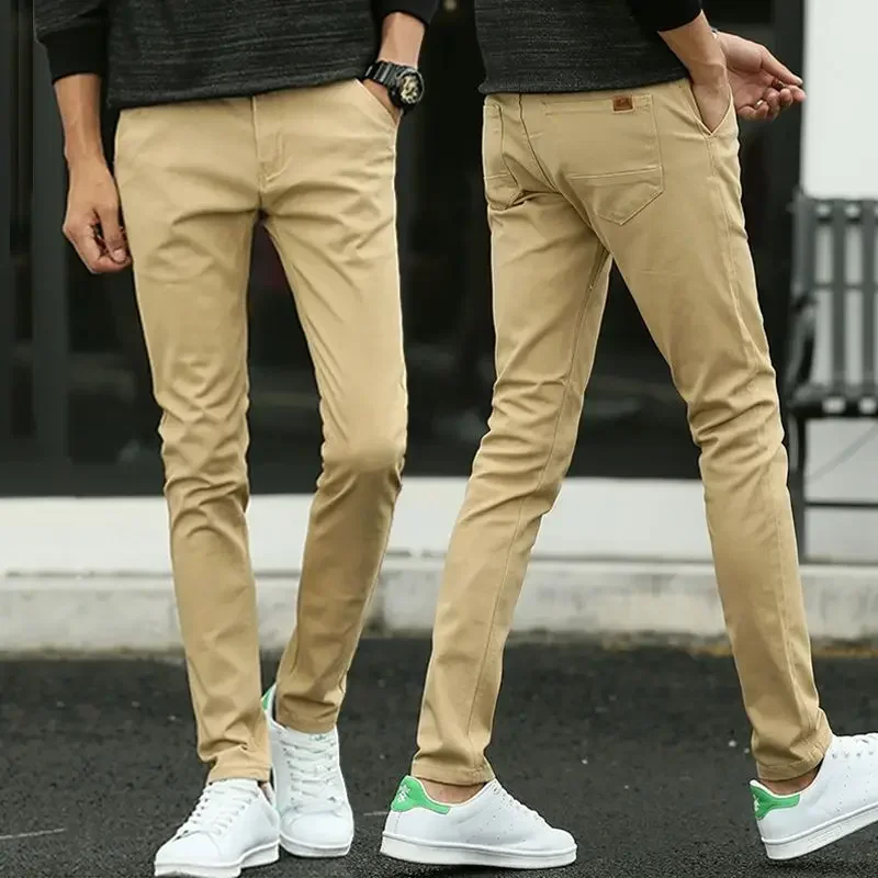 Pants2024Men's Slim Fashion Straight Pants Business Casual Pants for Spring Autumn Comfortable Fit Breathable Trousers Male