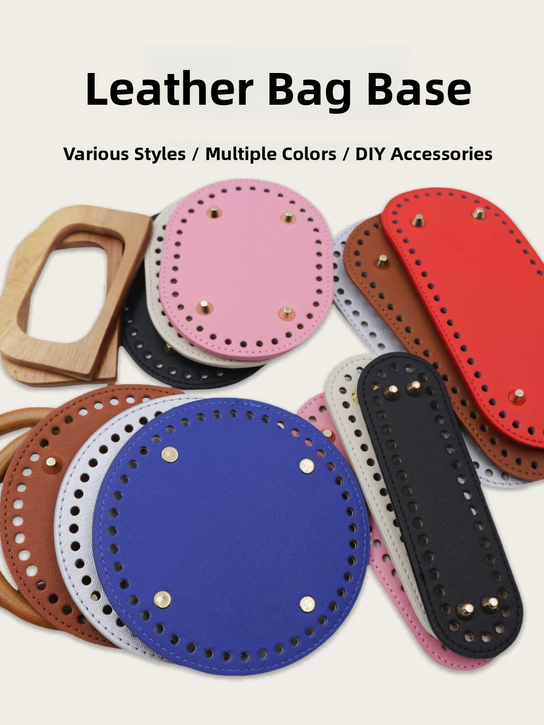 Handbags - วัสดุฐานหนังถักมือสำหรับอุปกรณ์ตกแต่งกระเป๋าถือ แถบผ้า เส้นด้าย รูปทรงวงรียาว ฐานหนัง