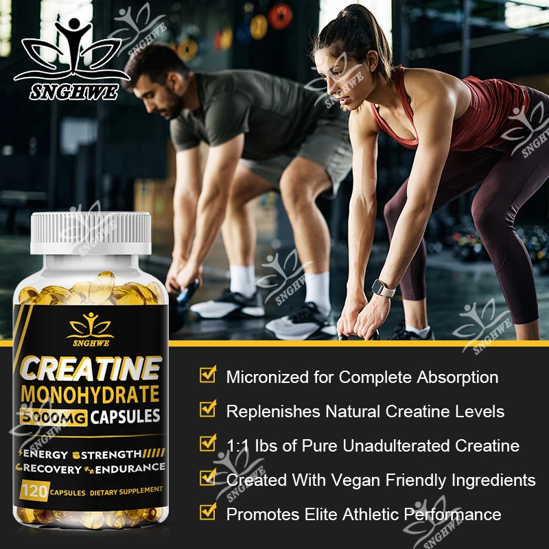 Pure Creatine Monohydrate Capsules For Strength and Muscle Growth - Creatine to Support Post Workout Recovery & Brain Health