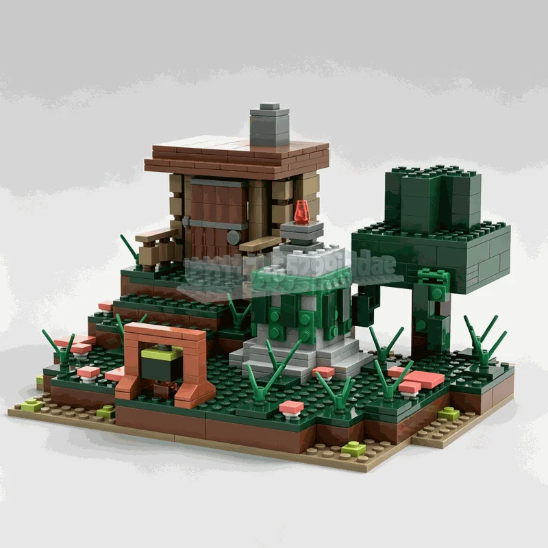 518Pcs Swamp Forest Cabin Building Blocks Adventure Scene Model DIY Assembly Creative Architecture Collection Display Gift Toy