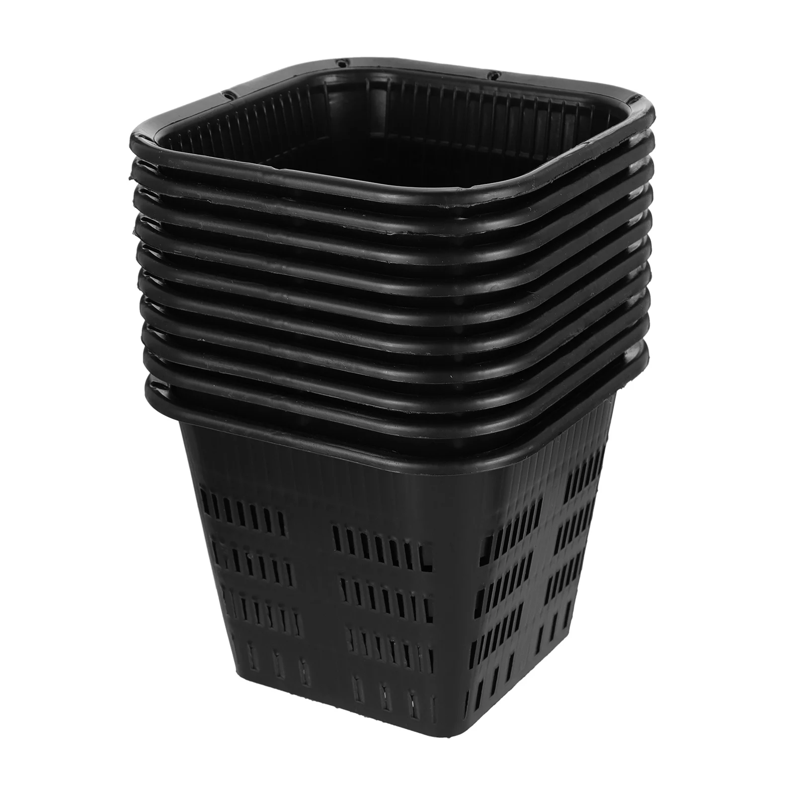 

10 Pcs Root Control Thickened Plastic Planting Basket Black Square Hydroponic Breathable Flower Pot Garden Durable Safe
