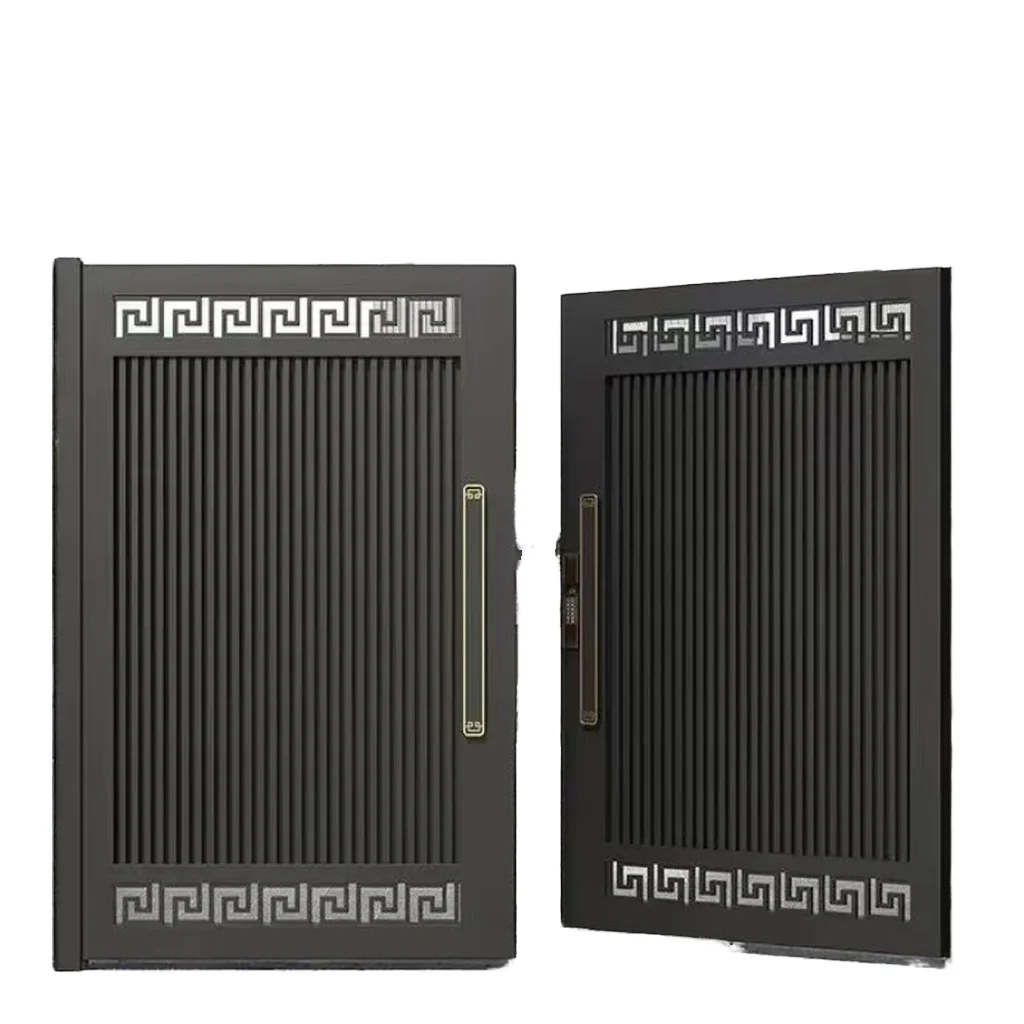 

Автоматические двойные распашные ворота из алюминия для въезда на территорию современного дома, уличные, с функцией безопасности