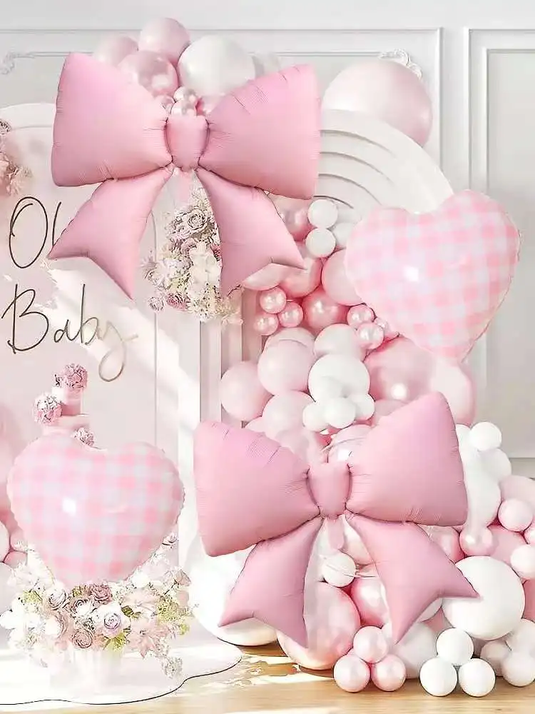 4Pcs Pink Bow And P…