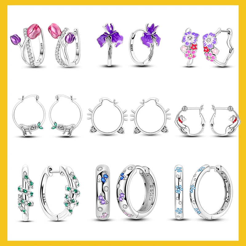 

LAZA Hoop Butterfly Earrings 925 Sterling Silver Tulips Feather Earrings Fit Luxury Fine Engagement Wedding Jewelry Gifts