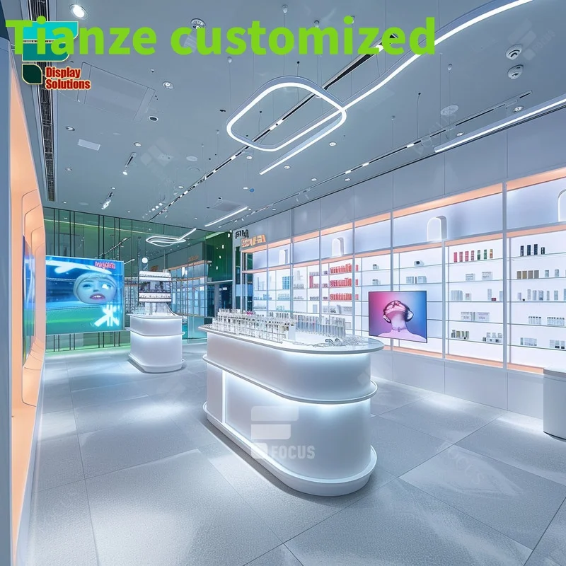 

Customized-Cosmetic Stand Display Perfume Display Kiosk Wig Shop Display Beauty Bar Shop Design