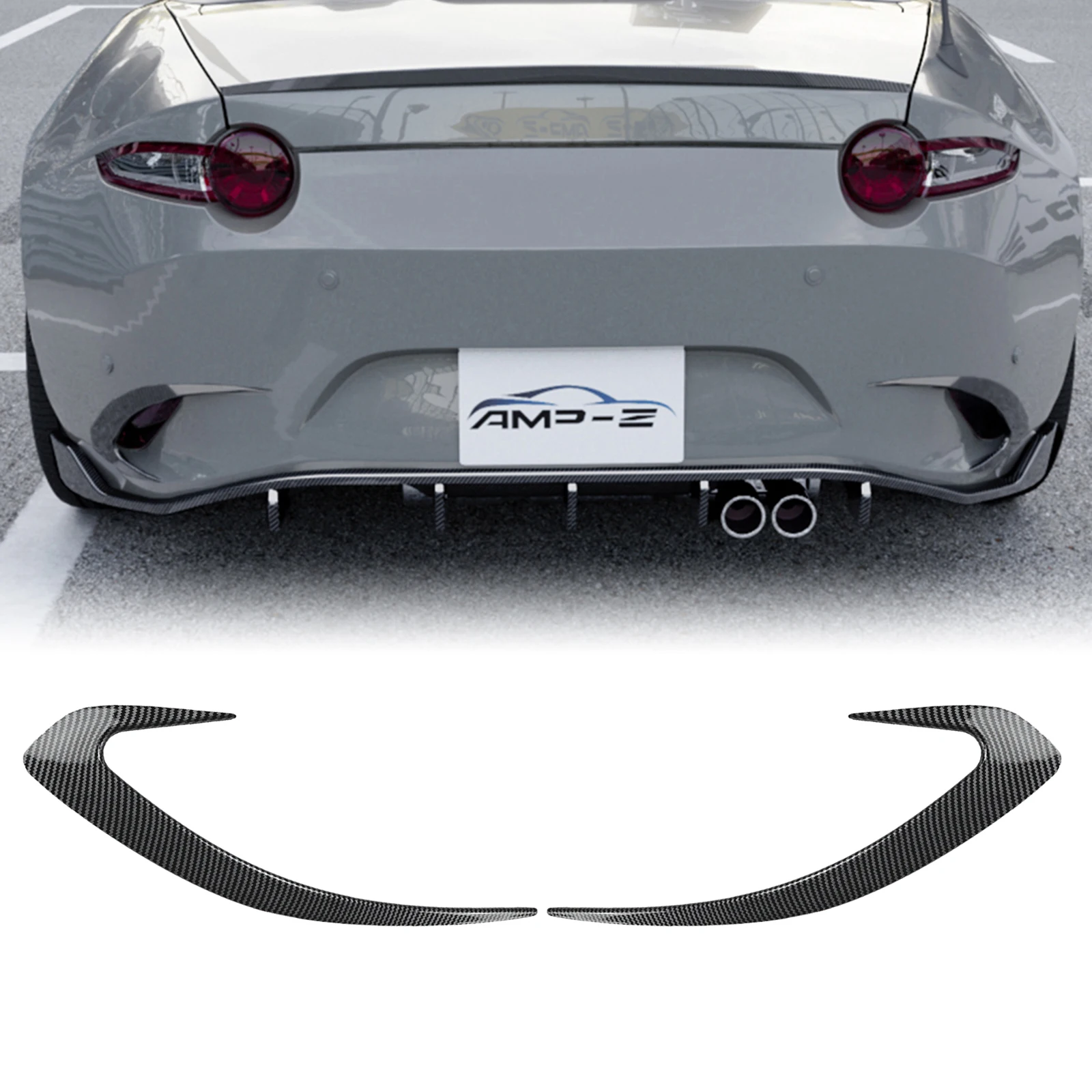 Rear Bumper Side Air Vent Trims Cover For Mazda MX-5 Miata ND 2016-25 Carbon Fiber Look/Gloss Black Boot Spoiler Splitter Canard