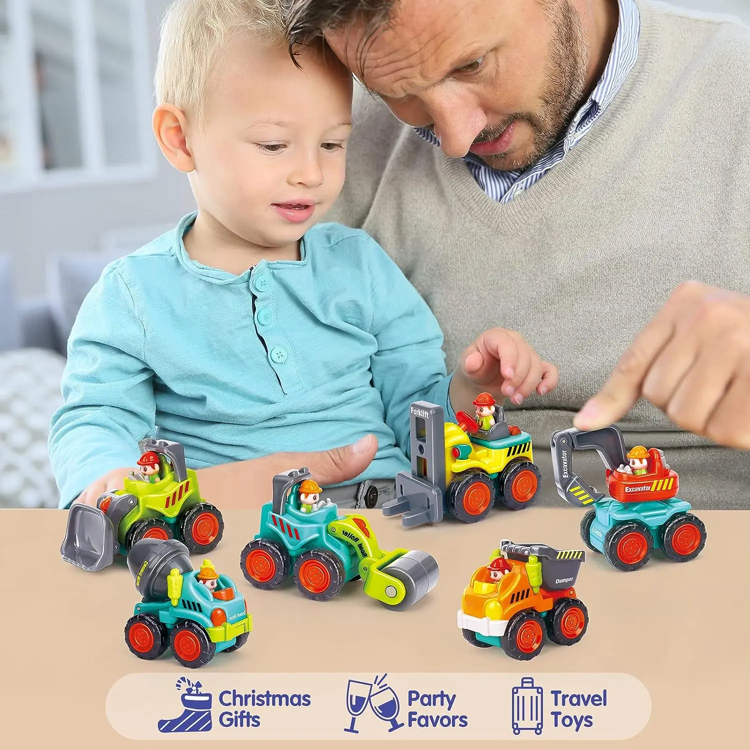 6 Pcs Toy Trucks Mini Car Toys for  Boy Birthday Gift, Toddler Toys Age Boy Toys, Toddler Boy Toys for 1+ Year Old Boy Baby