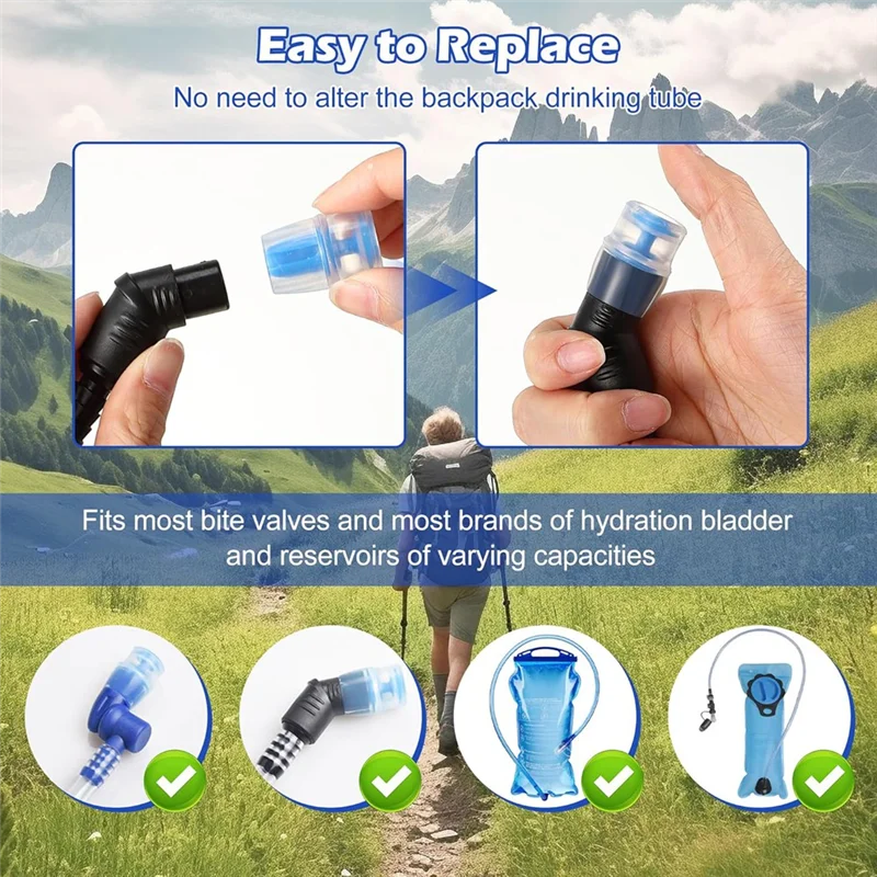 Venta caliente-funda de repuesto de válvula de mordida para paquete de hidratación de vejiga de agua válvula de mordida boquilla de silicona para vejigas de agua azul
