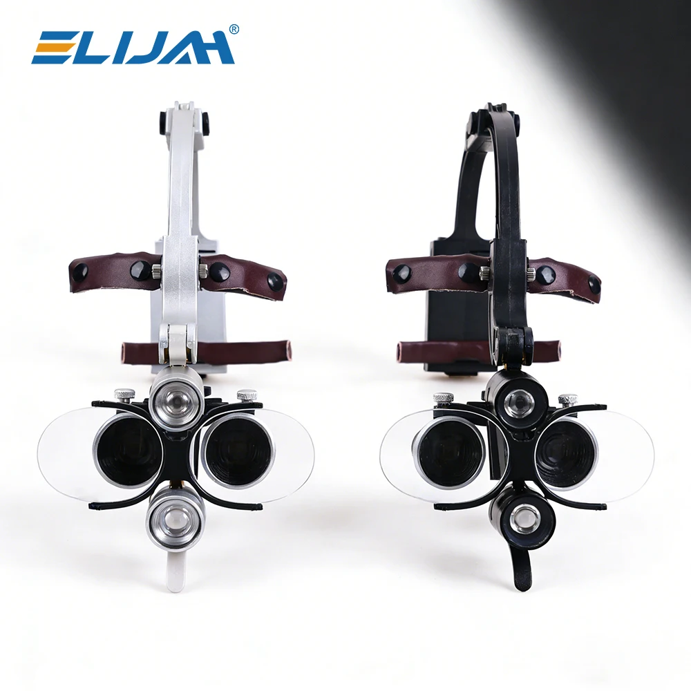 

ELIJAH Dental Binocular Loupe Magnification 2.5/3.5X with Battery 5W LED Light Surgical Headlight Dentistry Lab Equipment