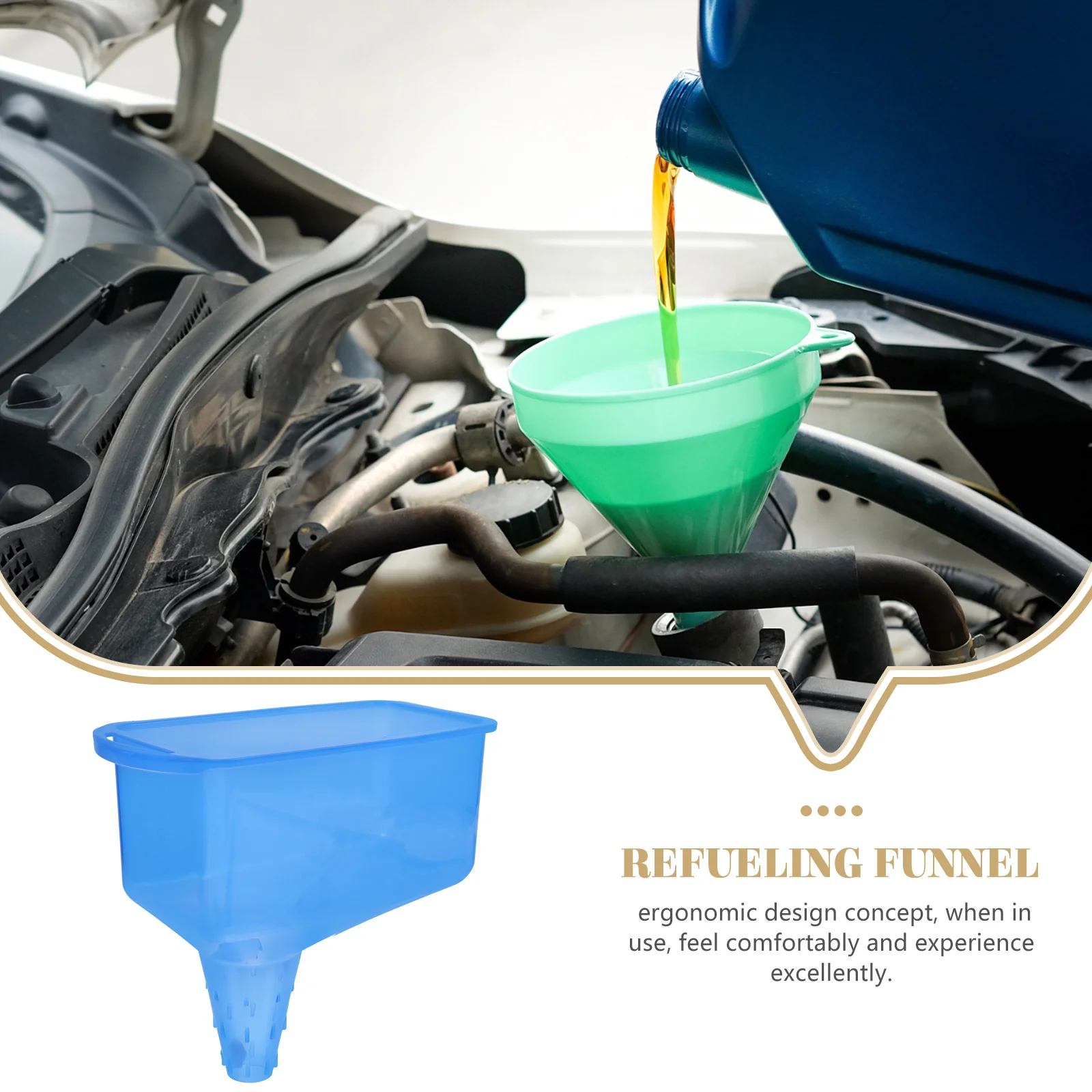 

Plastic Oil Funnel for Automotive Use Square Design Gas Funnel Capless Tank Refueling Transmission Fluid Change Tool Car