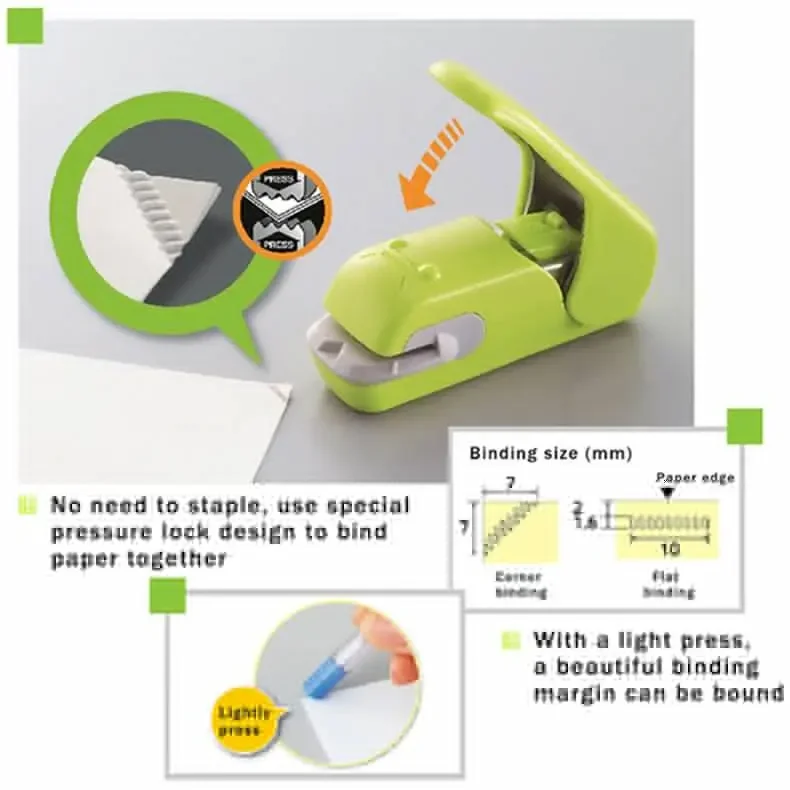 Staple Free Stapler Time Saving Effortless Needle Free Handhled Stapler Mini Portable Student Office Stationery grapadora